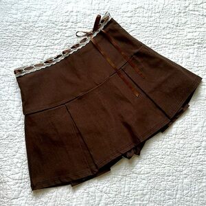 Skort,  brown with lace trim. Alterd State XS